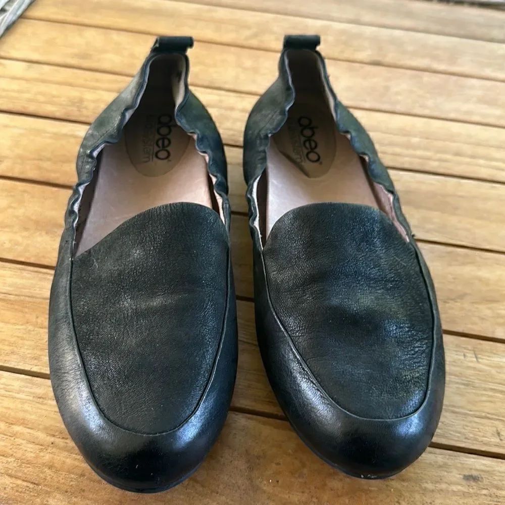 ABEO Bio System Jean Black Nubuck Leather Comfort Loafers 8